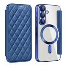 For Samsung Galaxy A56 5G Shield MagSafe RFID Anti-theft Rhombus Leather Phone Case(Dark Blue) - 1