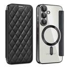 For Samsung Galaxy A56 5G Shield MagSafe RFID Anti-theft Rhombus Leather Phone Case(Black) - 1