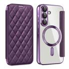 For Samsung Galaxy A56 5G Shield MagSafe RFID Anti-theft Rhombus Leather Phone Case(Purple) - 1