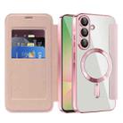 For Samsung Galaxy A56 5G Shield MagSafe RFID Anti-theft Rhombus Leather Phone Case(Pink) - 2