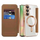 For Samsung Galaxy A56 5G Shield MagSafe RFID Anti-theft Rhombus Leather Phone Case(Brown) - 2