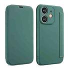 For iPhone 11 Imitate Liquid Skin Feel Leather Phone Case with Card Slots(Green) - 1