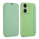 For iPhone 11 Imitate Liquid Skin Feel Leather Phone Case with Card Slots(Tea Green) - 1