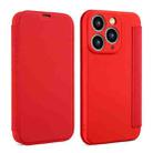 For iPhone 11 Pro Max Imitate Liquid Skin Feel Leather Phone Case with Card Slots(Red) - 1