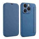 For iPhone 11 Pro Max Imitate Liquid Skin Feel Leather Phone Case with Card Slots(Bule) - 1