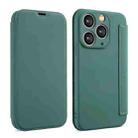 For iPhone 11 Pro Max Imitate Liquid Skin Feel Leather Phone Case with Card Slots(Green) - 1