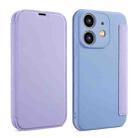 For iPhone 12 mini Imitate Liquid Skin Feel Leather Phone Case with Card Slots(Purple) - 1