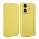 For iPhone 12 mini Imitate Liquid Skin Feel Leather Phone Case with Card Slots(Yellow) - 1