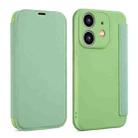 For iPhone 12 mini Imitate Liquid Skin Feel Leather Phone Case with Card Slots(Tea Green) - 1