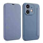 For iPhone 12 Imitate Liquid Skin Feel Leather Phone Case with Card Slots(Grey) - 1