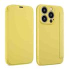 For iPhone 12 Pro Imitate Liquid Skin Feel Leather Phone Case with Card Slots(Yellow) - 1