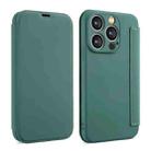 For iPhone 12 Pro Imitate Liquid Skin Feel Leather Phone Case with Card Slots(Green) - 1