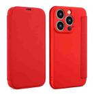 For iPhone 12 Pro Max Imitate Liquid Skin Feel Leather Phone Case with Card Slots(Red) - 1