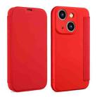 For iPhone 13 mini Imitate Liquid Skin Feel Leather Phone Case with Card Slots(Red) - 1