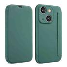 For iPhone 13 mini Imitate Liquid Skin Feel Leather Phone Case with Card Slots(Green) - 1