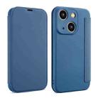 For iPhone 13 Imitate Liquid Skin Feel Leather Phone Case with Card Slots(Bule) - 1