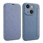 For iPhone 13 Imitate Liquid Skin Feel Leather Phone Case with Card Slots(Grey) - 1