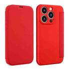 For iPhone 13 Pro Imitate Liquid Skin Feel Leather Phone Case with Card Slots(Red) - 1