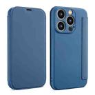 For iPhone 13 Pro Imitate Liquid Skin Feel Leather Phone Case with Card Slots(Bule) - 1