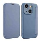 For iPhone 14 Imitate Liquid Skin Feel Leather Phone Case with Card Slots(Grey) - 1