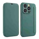 For iPhone 14 Pro Imitate Liquid Skin Feel Leather Phone Case with Card Slots(Green) - 1