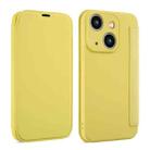 For iPhone 14 Plus Imitate Liquid Skin Feel Leather Phone Case with Card Slots(Yellow) - 1