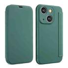 For iPhone 14 Plus Imitate Liquid Skin Feel Leather Phone Case with Card Slots(Green) - 1