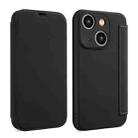 For iPhone 14 Plus Imitate Liquid Skin Feel Leather Phone Case with Card Slots(Black) - 1