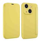 For iPhone 15 Imitate Liquid Skin Feel Leather Phone Case with Card Slots(Yellow) - 1