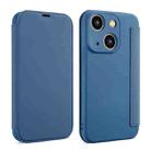 For iPhone 15 Imitate Liquid Skin Feel Leather Phone Case with Card Slots(Bule) - 1