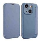 For iPhone 15 Plus Imitate Liquid Skin Feel Leather Phone Case with Card Slots(Grey) - 1