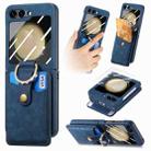 For Samsung Galaxy Z Flip5 5G Integrated Magnetic Card Wallet Diamond-encrusted Ring Phone Case(Blue) - 1