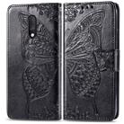 Butterfly Love Flowers Embossing Horizontal Flip Leather Case For One Plus 7  with Holder & Card Slots & Wallet & Lanyard(Black) - 1