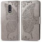 Butterfly Love Flowers Embossing Horizontal Flip Leather Case For One Plus 7  with Holder & Card Slots & Wallet & Lanyard(Gray) - 1
