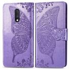 Butterfly Love Flowers Embossing Horizontal Flip Leather Case For One Plus 7  with Holder & Card Slots & Wallet & Lanyard(Light purple) - 1
