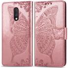 Butterfly Love Flowers Embossing Horizontal Flip Leather Case For One Plus 7  with Holder & Card Slots & Wallet & Lanyard(Rose gold) - 1