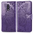 Butterfly Love Flowers Embossing Horizontal Flip Leather Case For One Plus 7  with Holder & Card Slots & Wallet & Lanyard(Dark purple) - 1