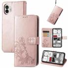 For Nothing Phone 2  Four-leaf Clasp Embossed Buckle Leather Phone Case(Rose Gold) - 1