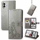 For Nothing Phone 2  Four-leaf Clasp Embossed Buckle Leather Phone Case(Gray) - 1