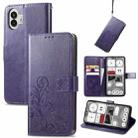 For Nothing Phone 2  Four-leaf Clasp Embossed Buckle Leather Phone Case(Purple) - 1