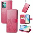 For Blackview Oscal C30 Pro Four-leaf Clasp Embossed Buckle Leather Phone Case(Magenta) - 1