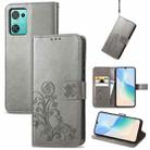 For Blackview Oscal C30 Pro Four-leaf Clasp Embossed Buckle Leather Phone Case(Gray) - 1
