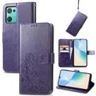 For Blackview Oscal C30 Pro Four-leaf Clasp Embossed Buckle Leather Phone Case(Purple) - 1