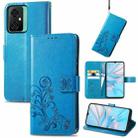 For Blackview Oscal C70 Four-leaf Clasp Embossed Buckle Leather Phone Case(Blue) - 1
