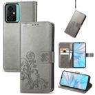 For Blackview Oscal C70 Four-leaf Clasp Embossed Buckle Leather Phone Case(Gray) - 1