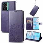 For Blackview Oscal C70 Four-leaf Clasp Embossed Buckle Leather Phone Case(Purple) - 1