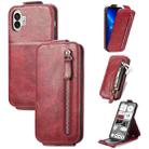 For Nothing Phone 2 Zipper Wallet Vertical Flip Leather Phone Case(Red) - 1