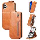 For Nothing Phone 2 Zipper Wallet Vertical Flip Leather Phone Case(Brown) - 1