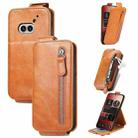 For Nothing Phone 2a Zipper Wallet Vertical Flip Leather Phone Case(Brown) - 1