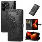 For Tecno Pova 5 4G Mandala Flower Embossed Leather Phone Case(Black) - 1